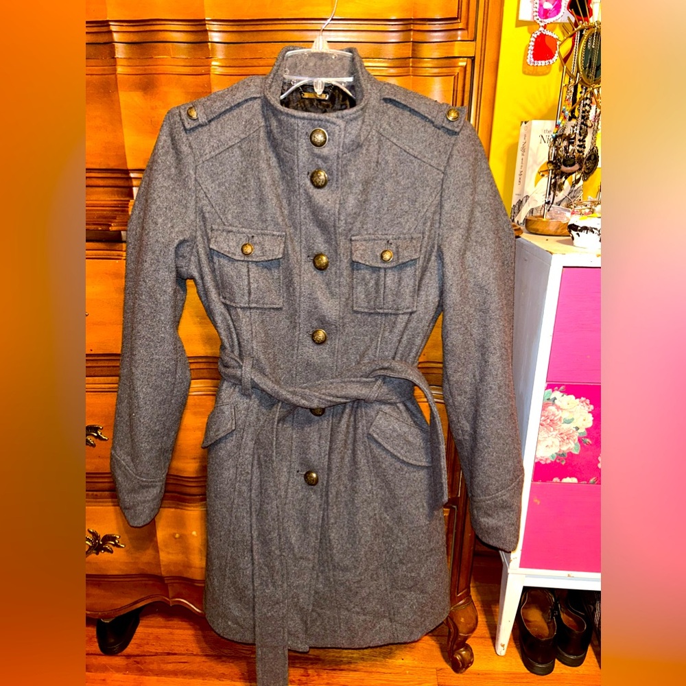 Mossimo Grey Wool Blend Military Style Coat M